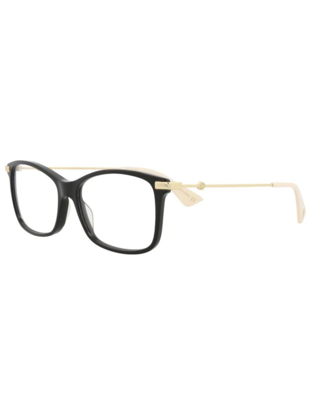 New Gucci Women's Eyeglasses Square Rectangle Acetate Frame Black Gold